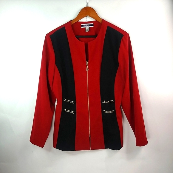 Amanda Smith 14P Black Red Blazer JacketPetite - Picture 1 of 4